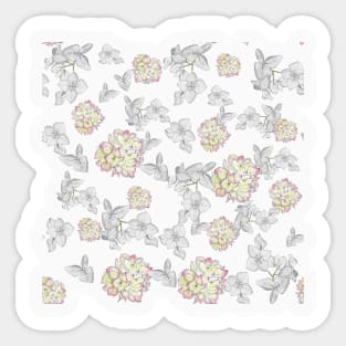 Grey and Pink Hydrangea pattern Sticker